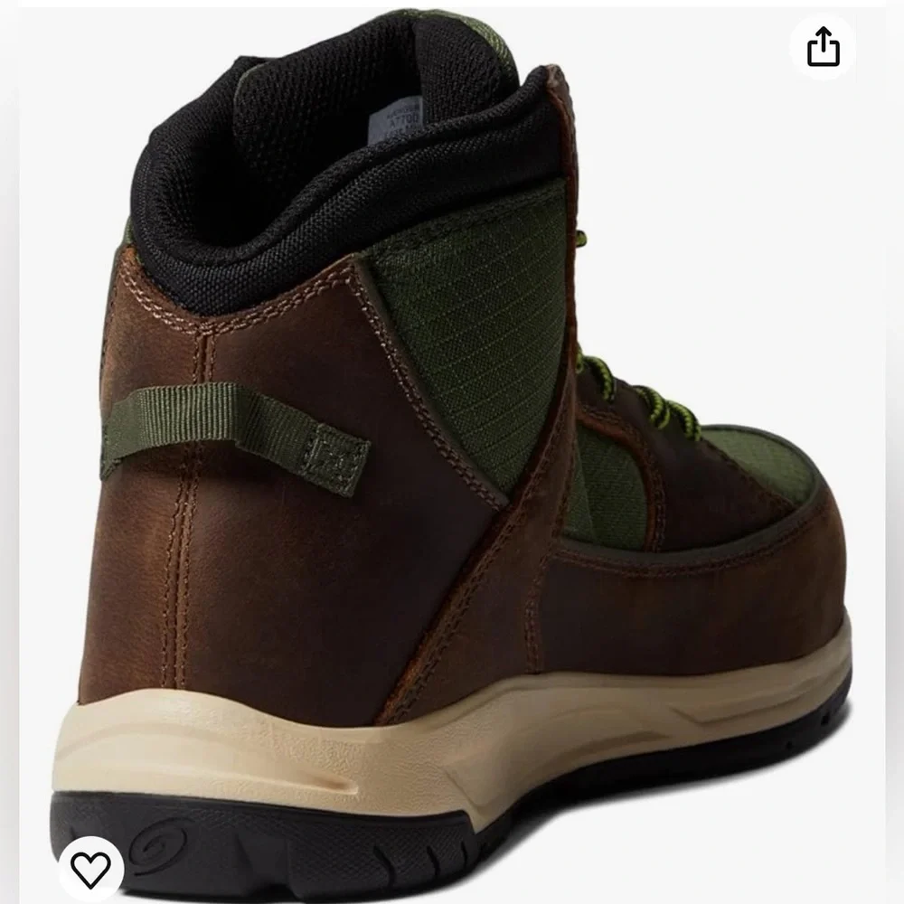 Avenger Work Boot - Edge Mid Brown/Green Metal Free Carbon Safety Toe US 10 1/2M
